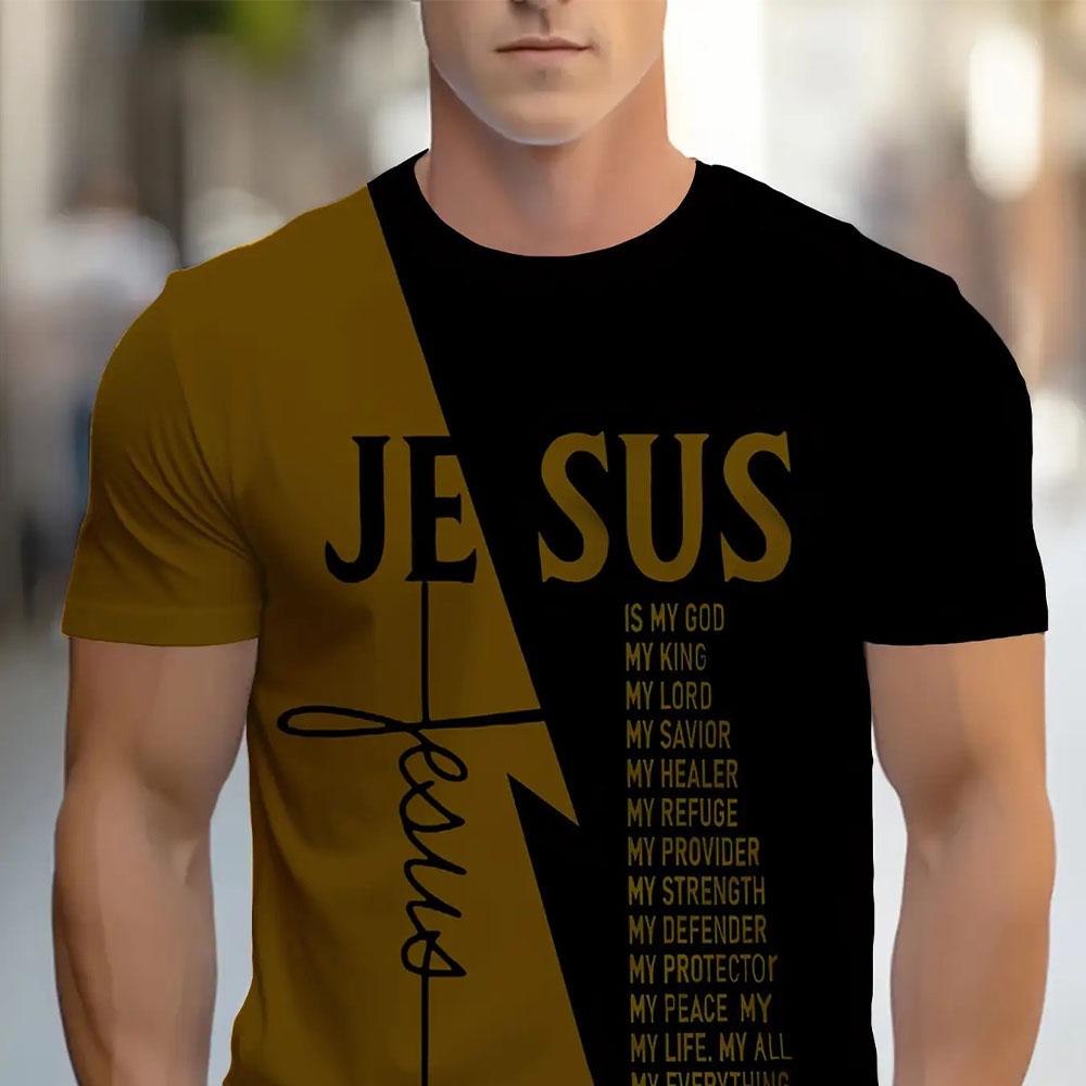 

Men s Crew Neck Christian Style T-Shirt with Text Design Casual Sports Top Comfortable and Simple Short Sleeve for All Seasons 6XL