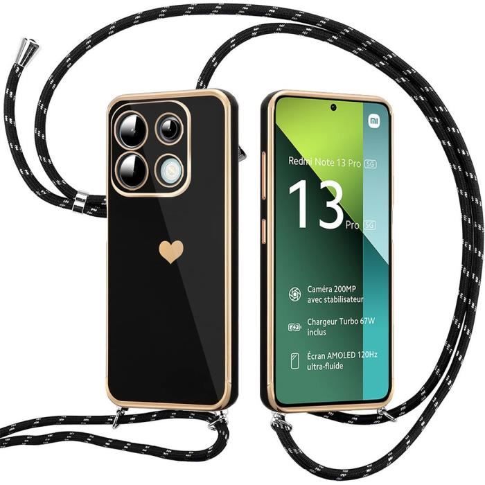 Coque - Xiaomi - Redmi Note 13 Pro 5G - Antichoc TPU - Cordon Ajustable - Noir