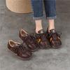 Johnature Flat Lace Up Women's Shoes Genuine Leather Retro Mixed Colors Versatile All Season Shoes