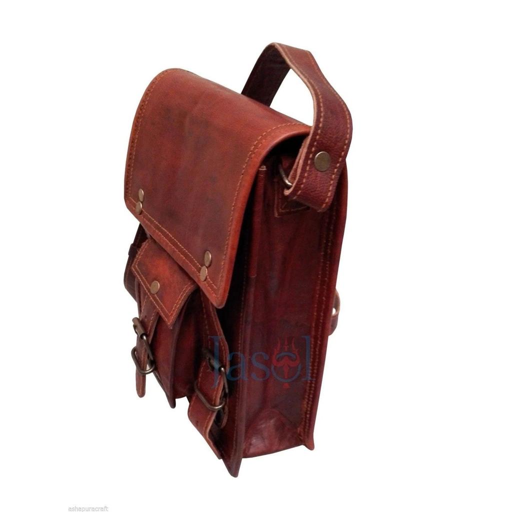 Unisex Genuine Leather Messenger Bag Tablet Bag Satchel Cross Body Bag Sling