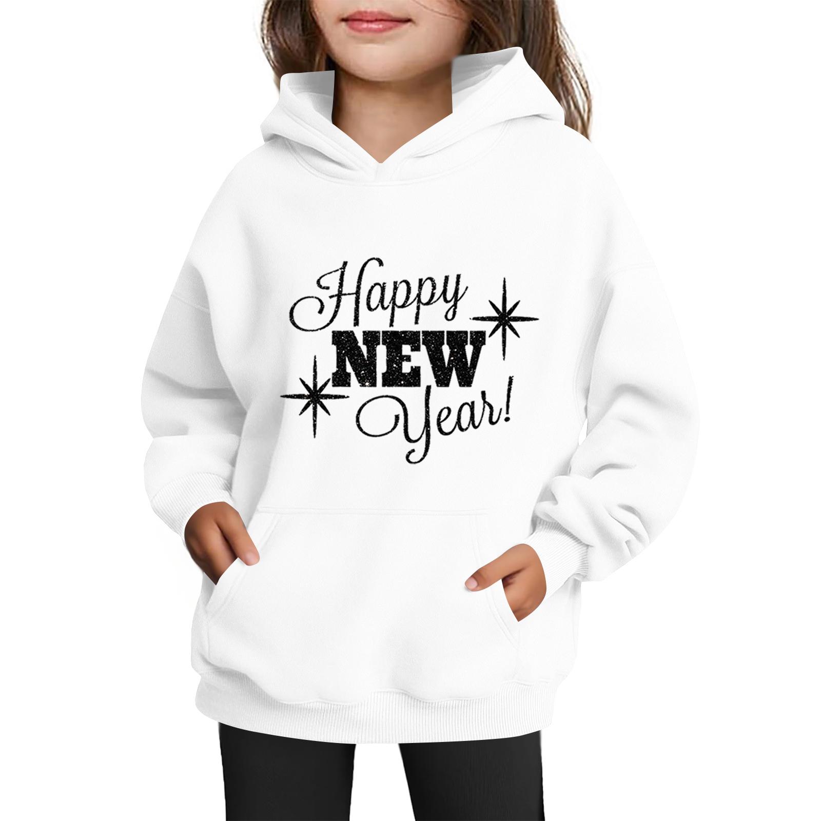 

Толстовки для девочек-подростков Худи с длинным рукавом на шнурке Пуловер Милое принтованное Худи оверсайз Рождество 160 белый