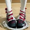 Gothic Sweet Lolita Heels for Women Chunky Platform Bowknot Buckle Strap Pumps Fashion High Heels Lace Mary Jane Shoes