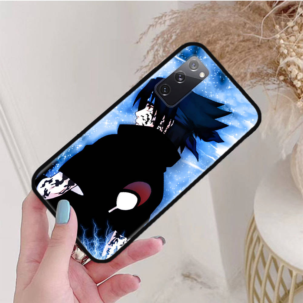 Black Case for iPhone 16 15 Plus 14 13 12 11 Pro 8 6 SE XR XS Max P30 Nova 5T Y5P Y6 Y7 Y8P Y9 Realme C30 C33 C31 W-80 Naruto Uchiha Sasuke