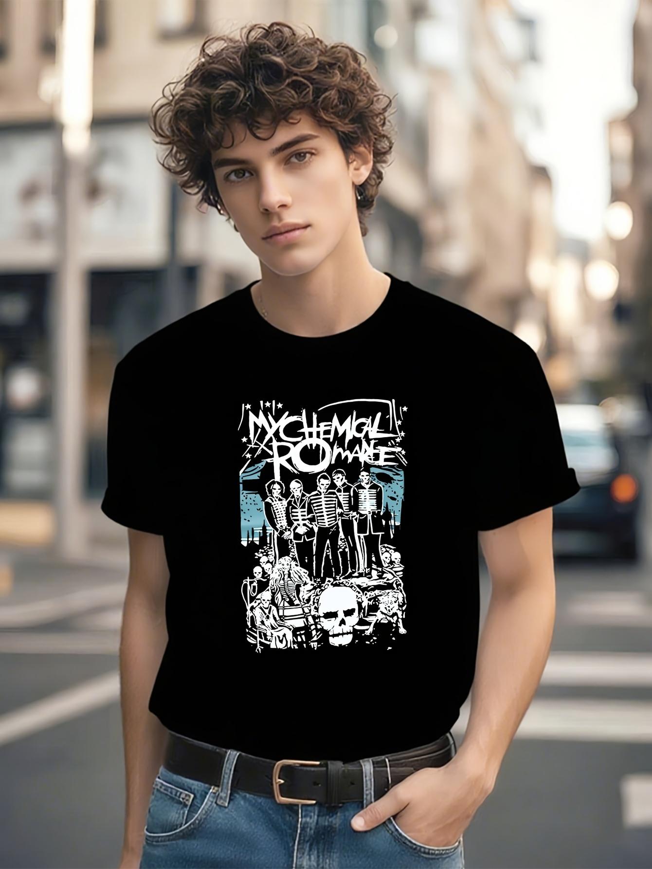 My Chemical Romance Band Vintage Punk Rock Tee - Black Graphic T-shirt with Chemical Romance Members XXXXL
