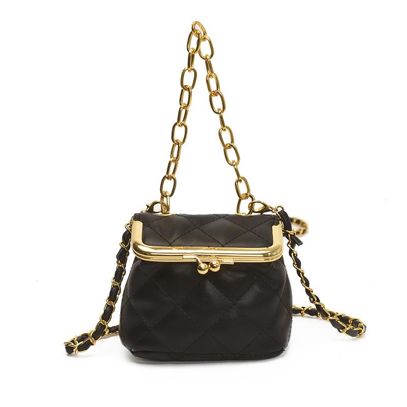 

Mini small bag 2025 new fashion niche shoulder bag small fragrant wind diamond messenger chain clip small square bag чёрный