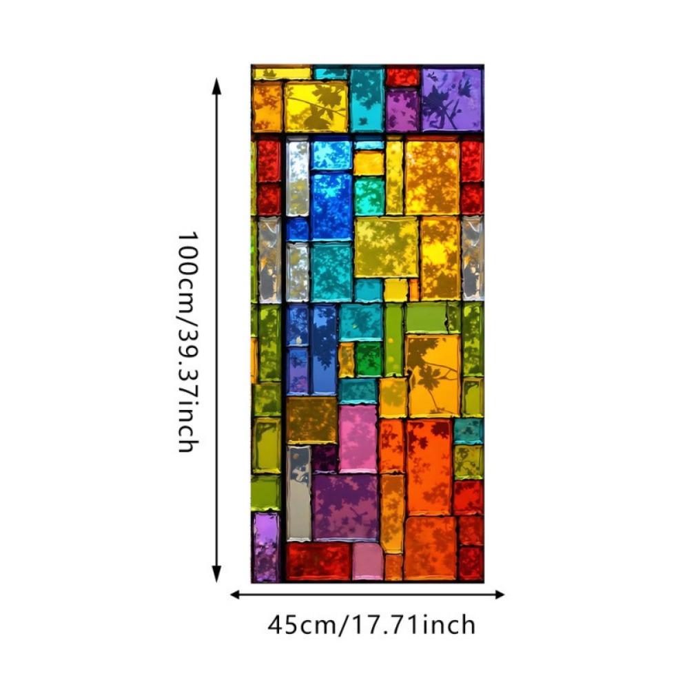 Static Cling Privacy Window Film Colorful Brick Decorative Window Stickers Home Decoration