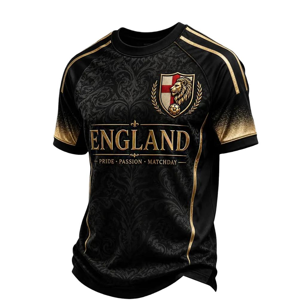 Men's Casual Printed Crew Neck Lightweight Breathable Short Sleeve Shirt Soccer Lion Graphic Design