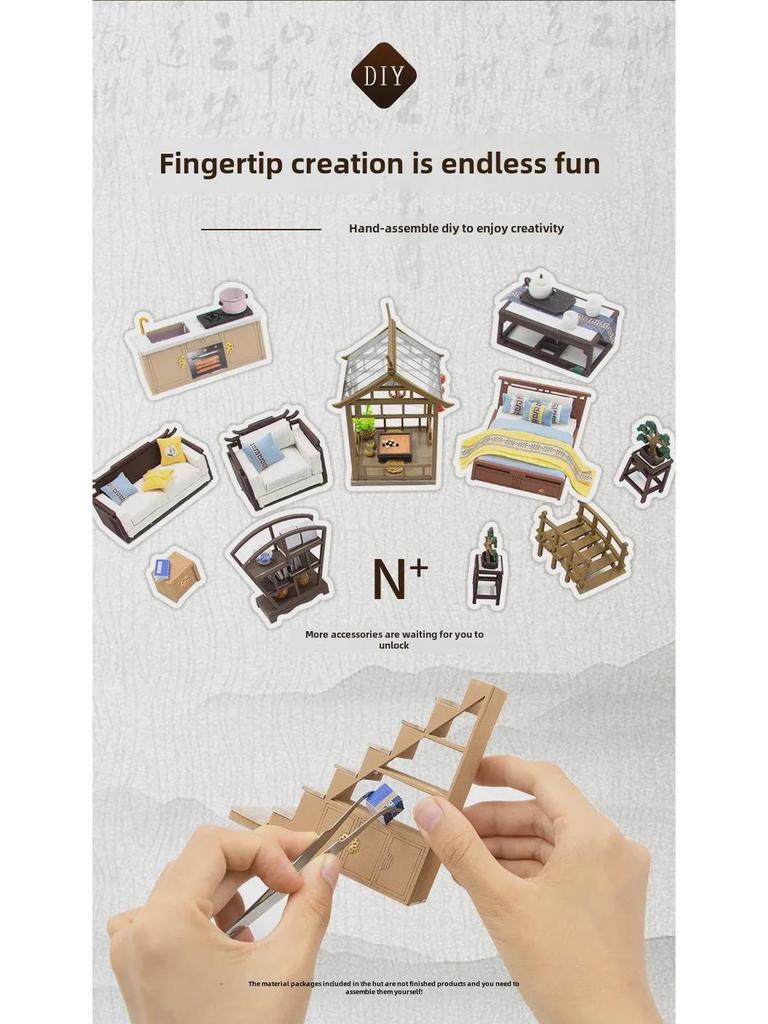 Hongda DIY Poetische Holzvilla: Handgefertigtes Montagespielzeug im antiken Stil als Geschenk