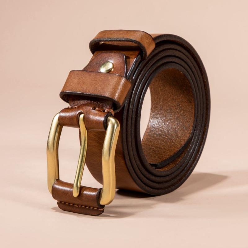 New Men's Leather Pin Buckle Belt Fashion Casual First Layer Cowhide Belt
