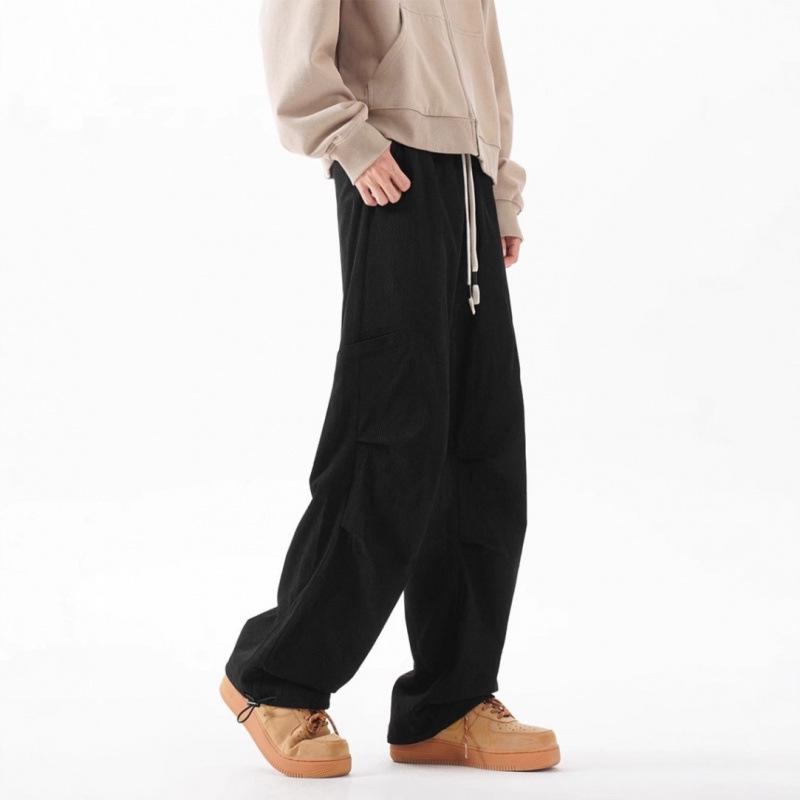 Men's Retro Wide-Leg Cargo Pants - Trendy, Loose, Straight-Leg Design for Spring/Autumn 2025