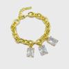 Jean Paul Clarisse Square Cubic Charm Chain Bracelet JB-22-043B