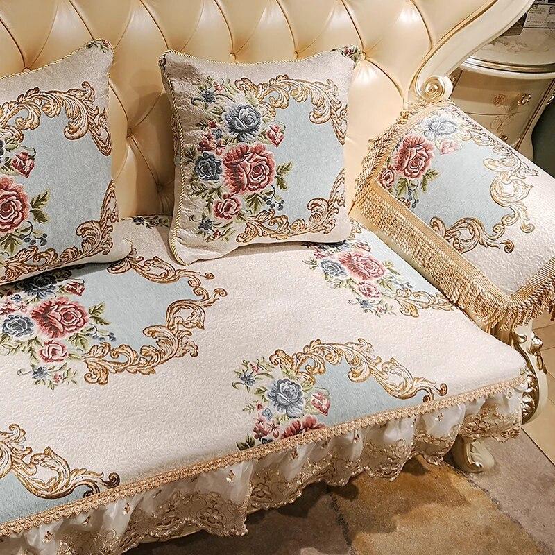 European Luxury Jacquard Sofa Covers Non Slip Four Seasons Sofa Towel Living Room Home Decor Sectional Couch Cushion