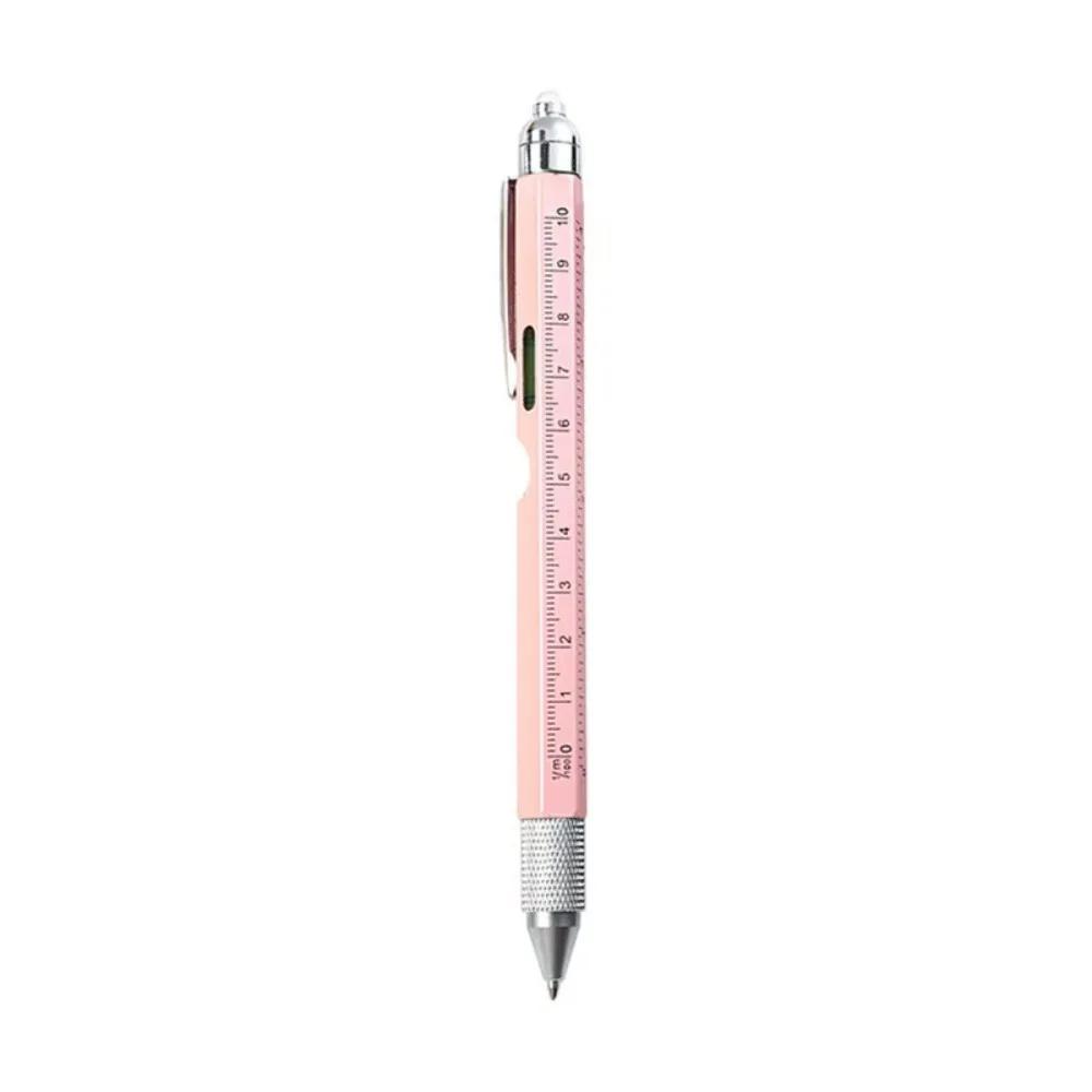 Durable Metal Multi Tool Pen 9-in-1 With LED Light Spirit Level Screwdriver Ruler Ballpoint Pen Capacitive Pen Outdoor Tool Pen