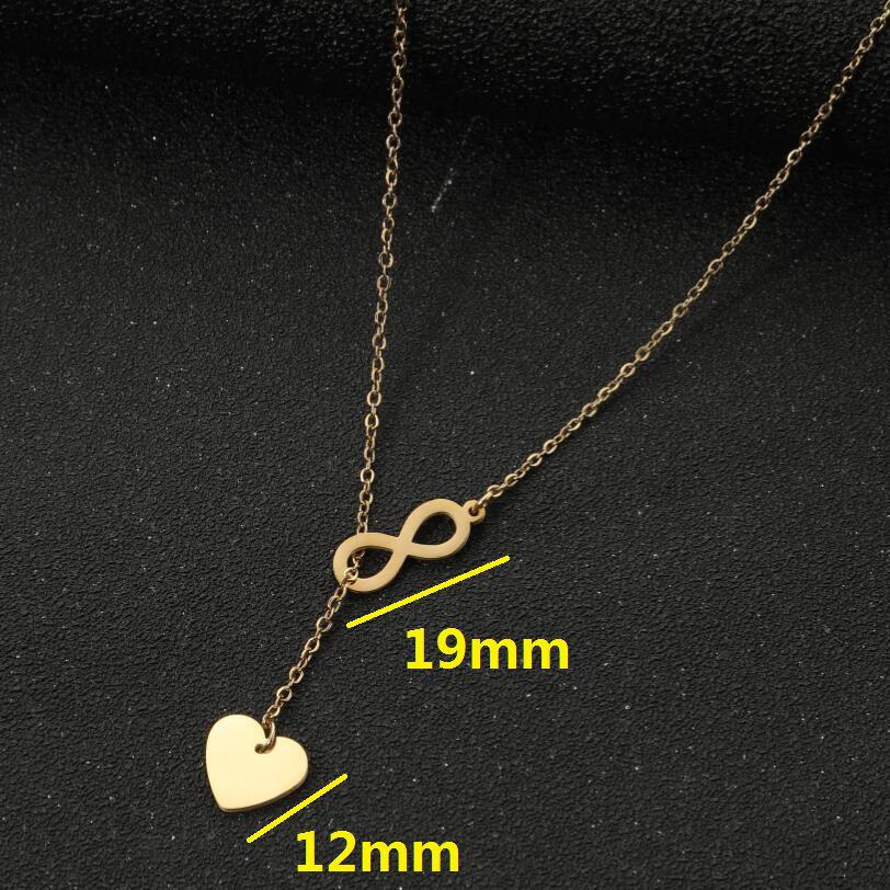 Geometric Figure Eight Heart Pendant Necklace - Simple, Versatile Clavicle Chain