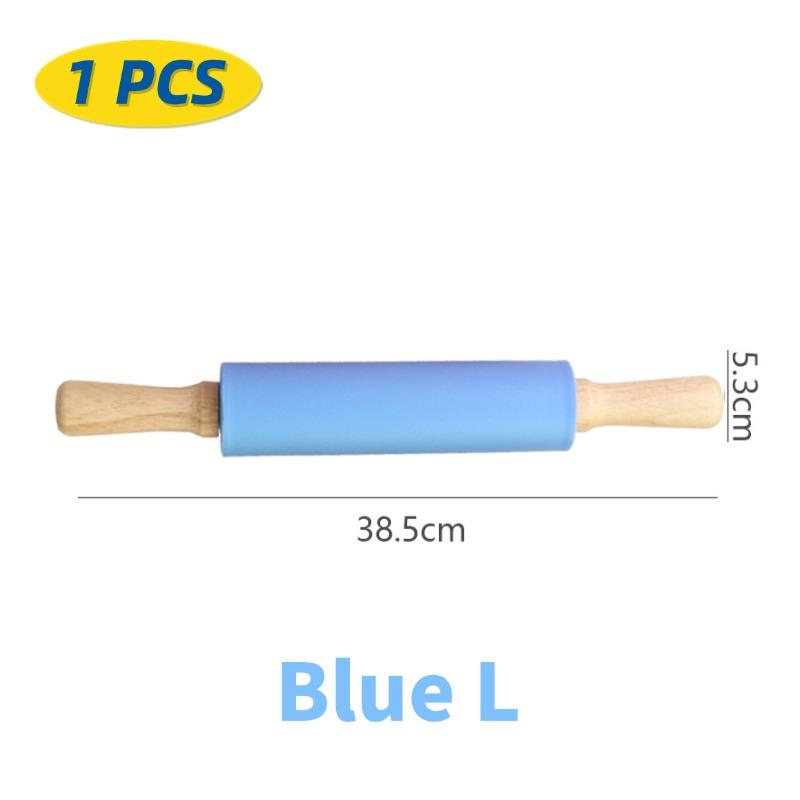 1/4Pcs Non-Stick Silicone Rolling Pin Wooden Handle Pastry Dough Flour Roller Kitchen Cooking Kid Baking Tool For Pasta Dough