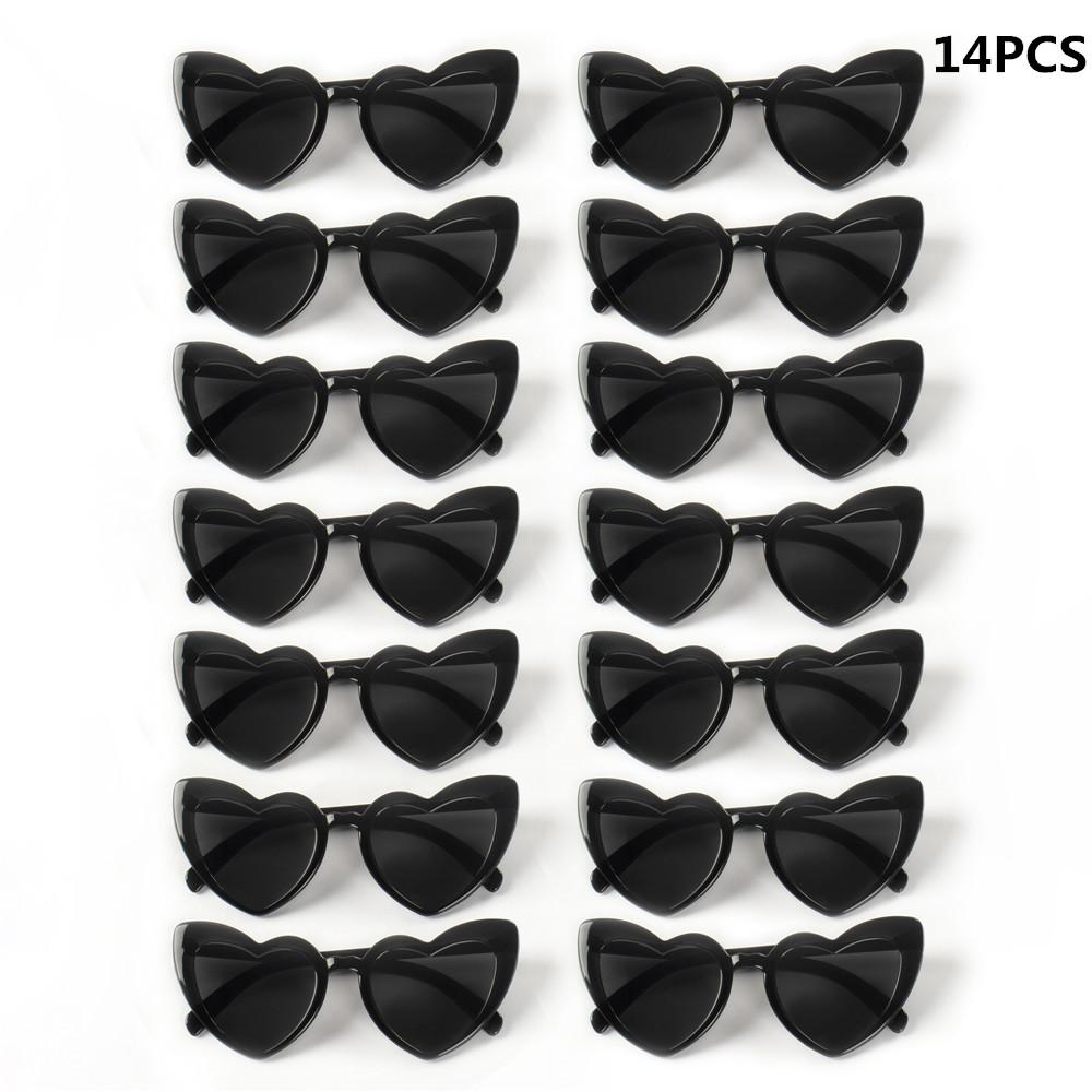 14PCS Cat Eye Glasses Heart-Shaped Plastic Frame Polycarbonate Decorative Vintage Included for Party Wedding Music Festival