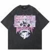 Fashion Anime Bloodlust Demon Girl Graphic T-Shirt Vintage Distressed Oversized Crew Neck E-Girl Aesthetic Goth Top