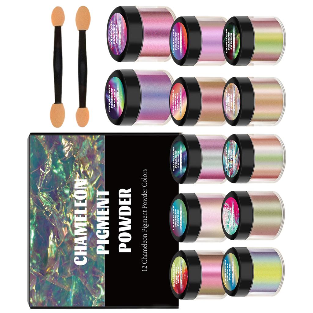 12 Pack Color-Changing Powder Crafting Powder Craft Tool Jewelry Making Supplies Colorant Glitter Pigments for Projects