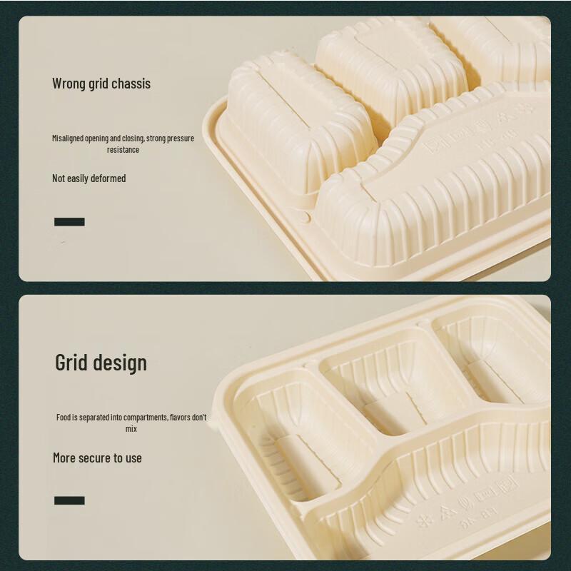NHZHIW Biodegradable 3-Compartment Disposable Meal Box