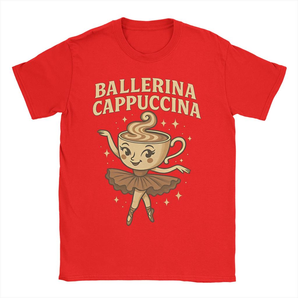 Ballerina Cappuccina Men's T Shirt Italian Brainrot Funny Tees Short Sleeve Round Collar T-Shirt Pure Cotton Plus Size Tops