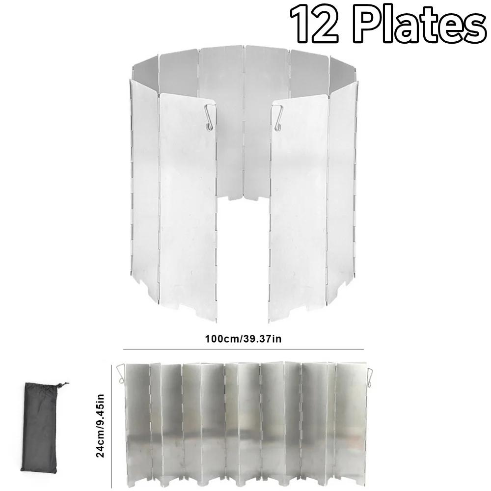 8//9/10/16 Plates Camping Stove Windscreen Aluminum Alloy Folding Stove Windscreen Ultralight Windproof Screen Windshield