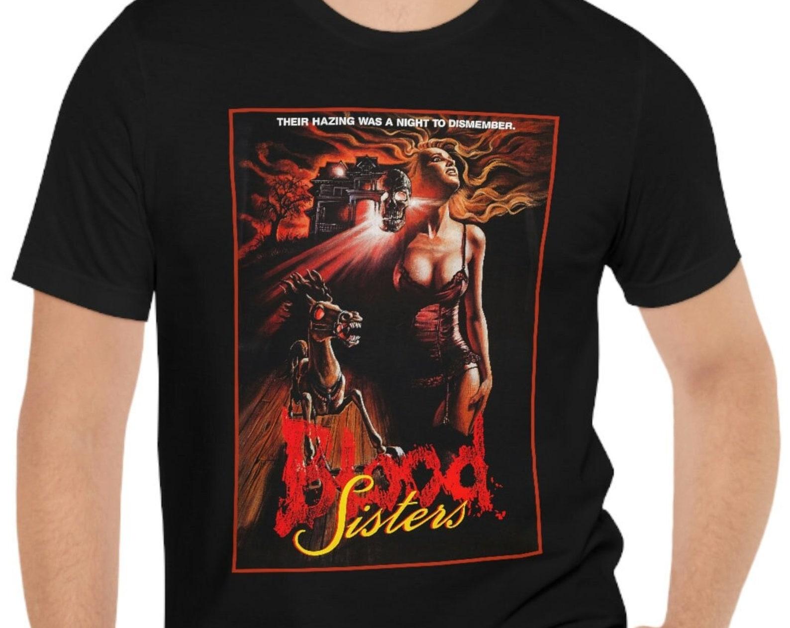 Blood Sisters T-Shirt Black Horror Movie Short Sleeve Tee S