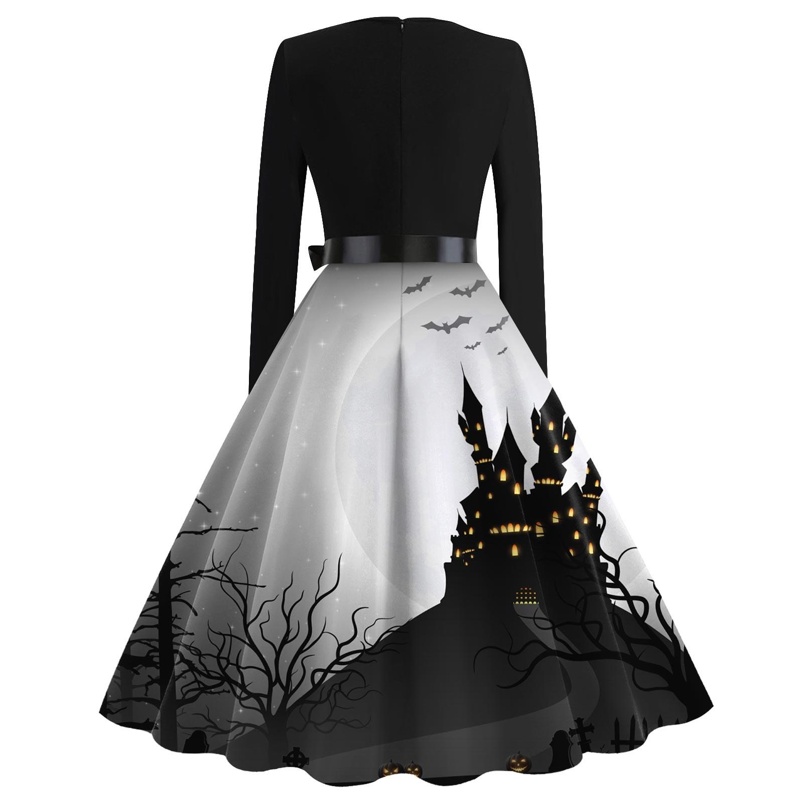 Женские повседневные модные винтажные длинные платья с длинными рукавами и принтом — фото 3