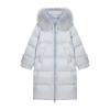 Fox fur collar long down jacket women's winter sweet big buckle pockets thickened over the knee white duck down jacket tide