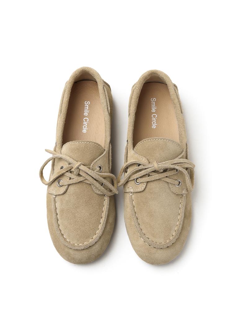 Women's Moccasins Casual Lace-Up Genuine Leather and Suede Loafers for Spring