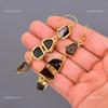 Natural Smoky Quartz Gold Plated Trendy Dangling Electroformed Earrings Jewelry V-115