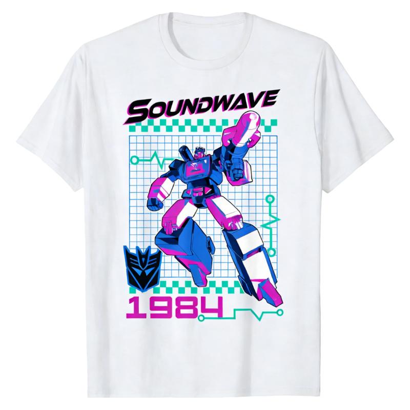 Decepticon Warrior TShirt Transformers Soundwave Classic Robot Character Printed Crew Neck Cotton Soft Oversized Tops