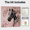 Black Horse Full 5D DIY Pearl Gem Art Diamond Painting Kits for Adults/Beginners Gift Idea Home Decor 11.81x11.81in