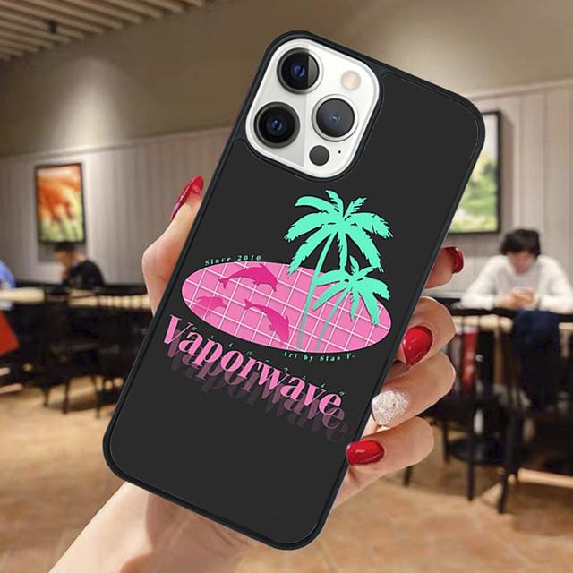 80s Retrowave Neon Palms Tree Phone Case For iPhone 17 Air 13 12 14 15 16  Cover For Apple Pro Max Plus