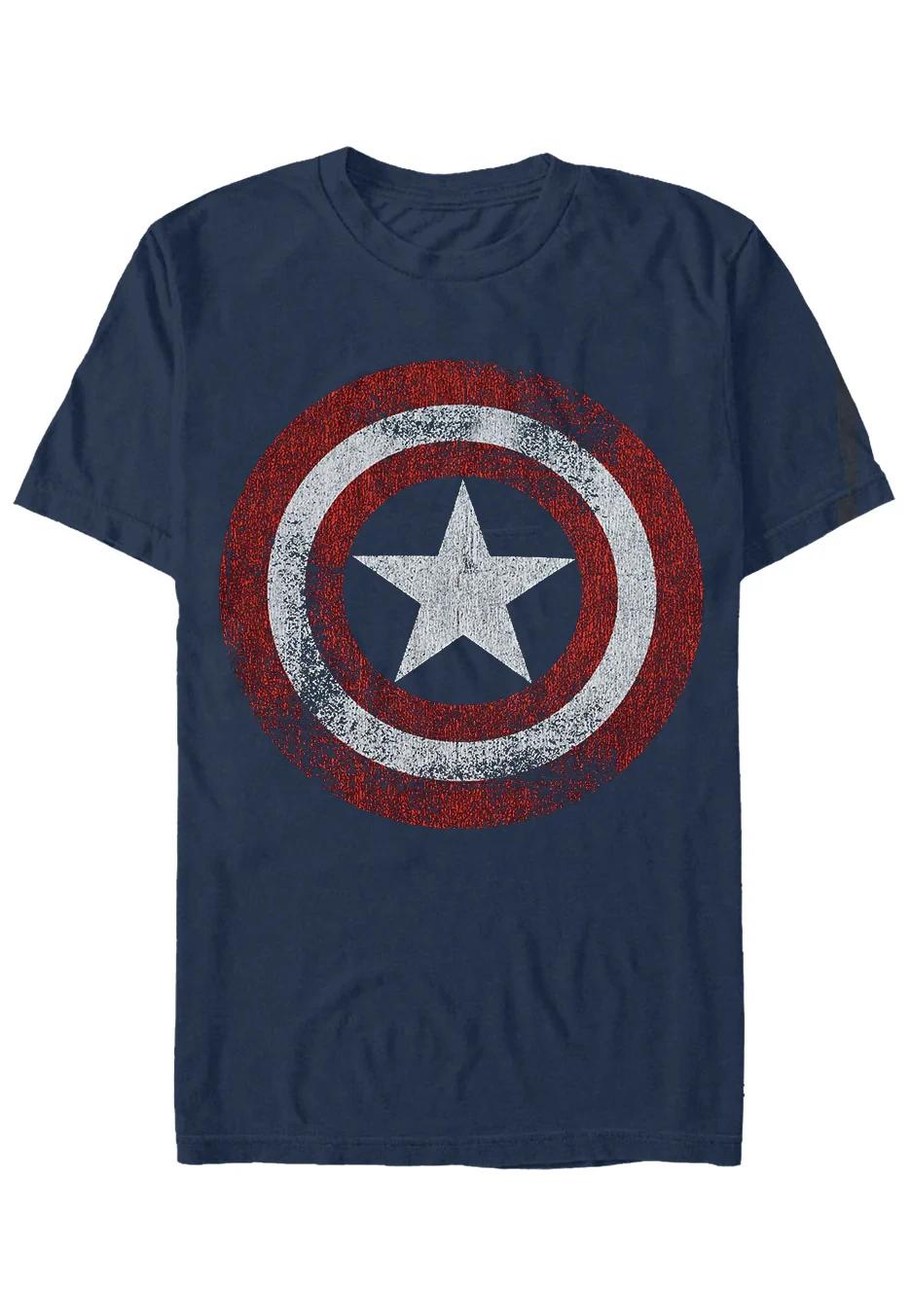 Футболка с изображением щита Капитана Америки Marvel для мужчин и женщин, летняя, из чистого хлопка, модная, повседневная, с коротким рукавом, уличная одежда 4XL
