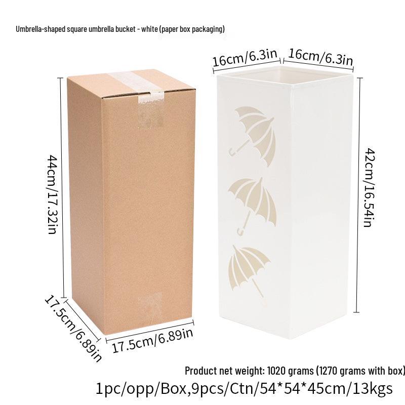 Metal Square Umbrella Stand and Storage Organizer for Newspapers, Dried Flowers, Fishing Gear, and Hiking Poles