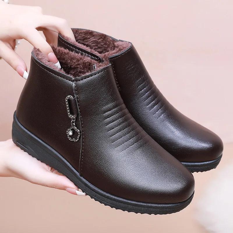 Fashion Women's Ankle Boots Winter Cotton Shoes Plush Comfort Anti Slip Warm Short Boots Waterproof Outdoor Cold Proof Cotton Boots 2025