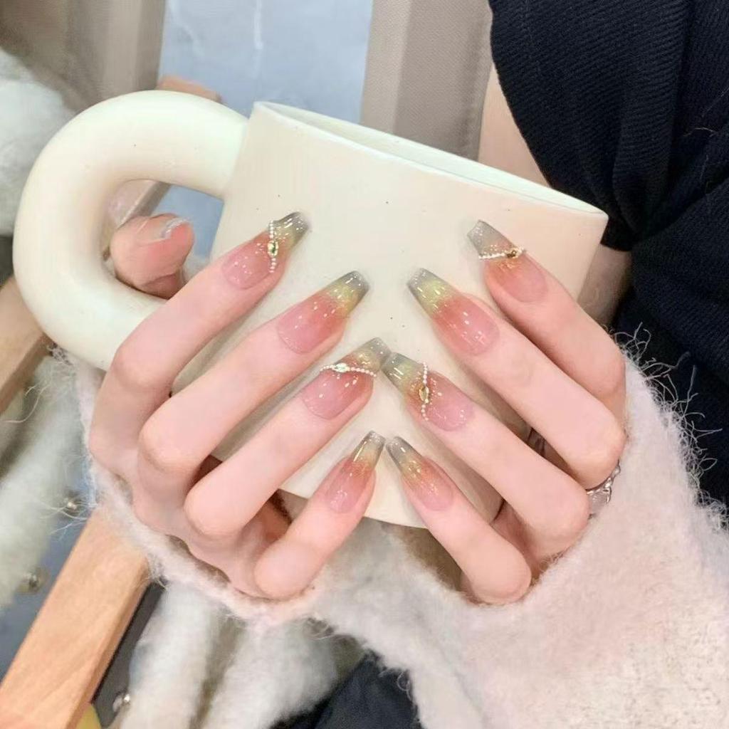 Nude Pink Gradient Cat Eye Whitening Aurora Nail Art Removable Stickers