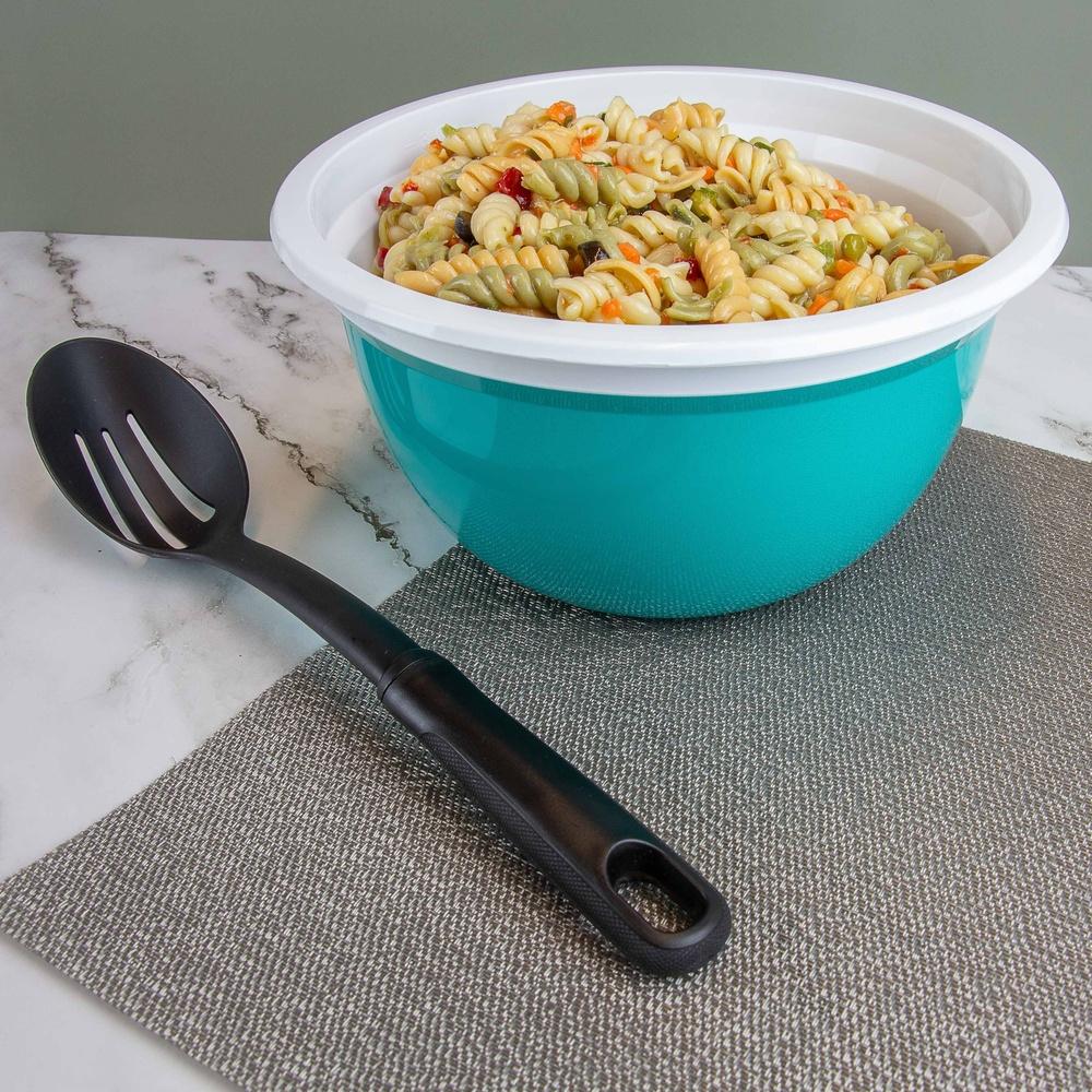 6 Pack Slotted Plastic Straining Spoon Soft Grip Handle Heat Resistant Nylon Kitchen Utensils Non Stick Dishwasher Safe Cooking