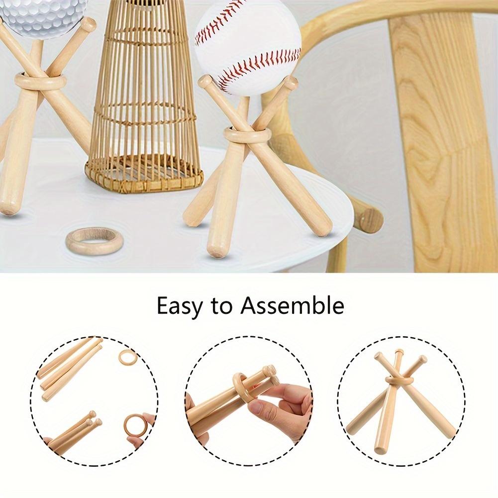 Mini Baseball Bat Bracket Baseball Holder Baseball Golf Tennis Ball Display Stand Souvenir Ball Wood Support Holder Ball Display