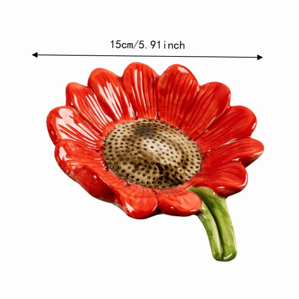 Sunflower-shaped Ceramic Soap Dish Non-slip Draining Tray Ceramic Soap Tray Compact Vintage Soap Holder Bathroom Decoration