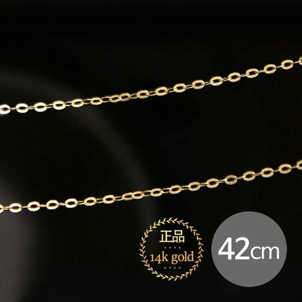 14K Gold Thin Mosaic Chain Layered Basic Daily Gold Necklace 42cm