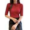 2026 Spring/Autumn Women's Slim Fit Mid-Sleeve Knitwear Pullover Sweater – Gentle Style Short Top