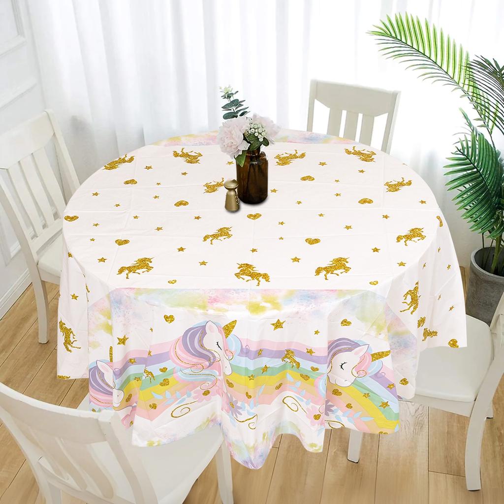 Rainbow Unicorn Round Tablecloth Unicorn Birthday Party Decoration Kids Girl Favors Gift Round Table Cover Baby Shower Supplies