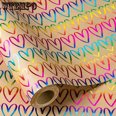 WTEMPO Buntes Herz & Alles Gute zum Geburtstag Muster Gedrucktes Geschenkpapier für Hochzeiten Geburtstage Valentinstag Ostern und Besondere Anlässe