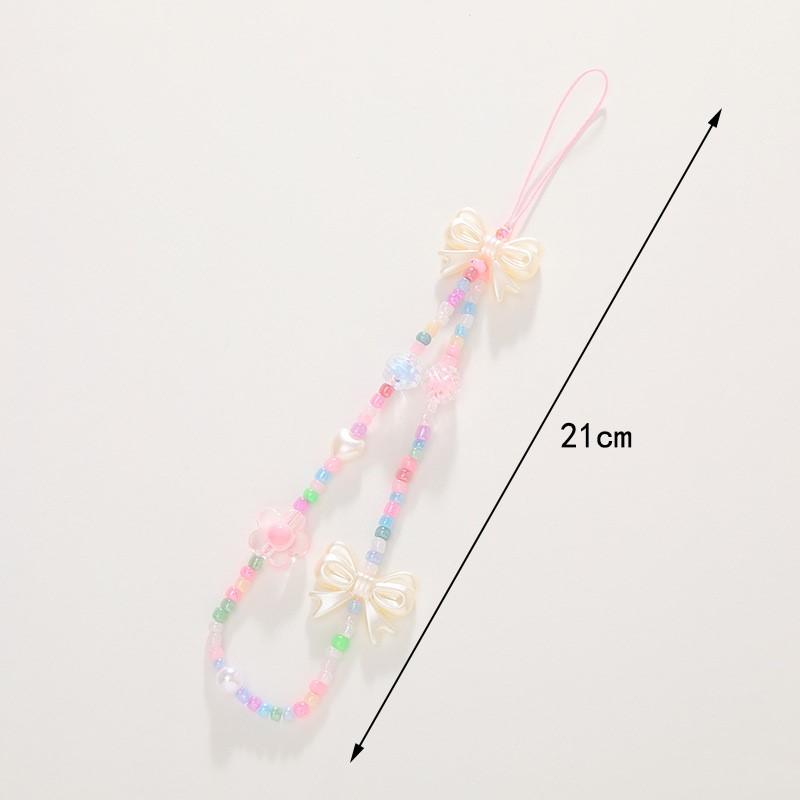 Damen Mädchen Perlen Handy Lanyard Smartphone Kette Anti-Verlust Telefon Seil Sommer Süßigkeiten Farbe Telefonband Anhänger Geschenke