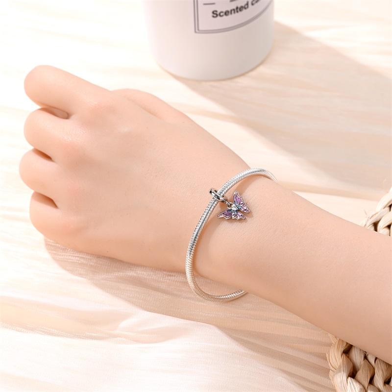 100%Copper Barbie Butterfly Charms Beads Colorful Insect Pendants Fit Original Bangle Bracelet Diy For Women Jewelry