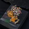 Creative Cartoon Animal Brooch Alloy Full Diamond Niche Design Bouquet Duckling Clothing Pin Cardigan with Accessories