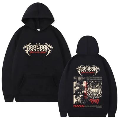 Anime Berserk Guts Grafická mikina s kapucí Šermíř Gatsu Oběť Zodd Mikina Muži Ženy Ležérní Fleecová Nadměrná Mikina
