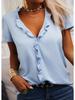 Solid Color Spring Summer Shirt Women's Ruffled Top Short Sleeve