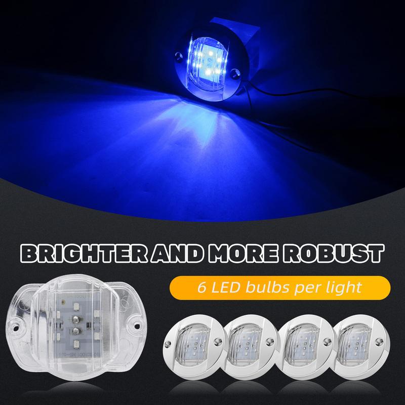 4Pcs 12V LED Marine Boat Interior Light Courtesy Light Cabin Deck Walkway Stern Light  for Camper Van Caravan Motorhome Boat RV